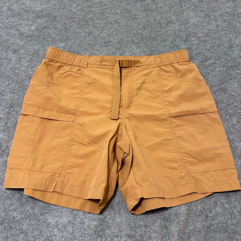 Eddie Bauer Ripstop Tech Shorts Mens XL Peach 7" Inseam Belted Cargo Hiking